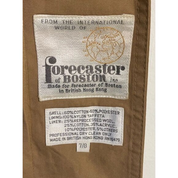 Forecaster International of Boston Vtg Khaki Tan Trench Overcoat Jacket Sz 7/8 - Picture 4 of 6